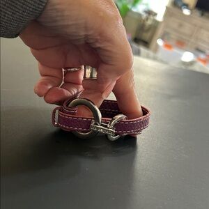 Lia Sophia Purple Wrap Leather Belt Bracelet with 2 silver ring wraps.
